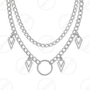 DOUBLE CHAIN WITH HOOP & TRIANGLES