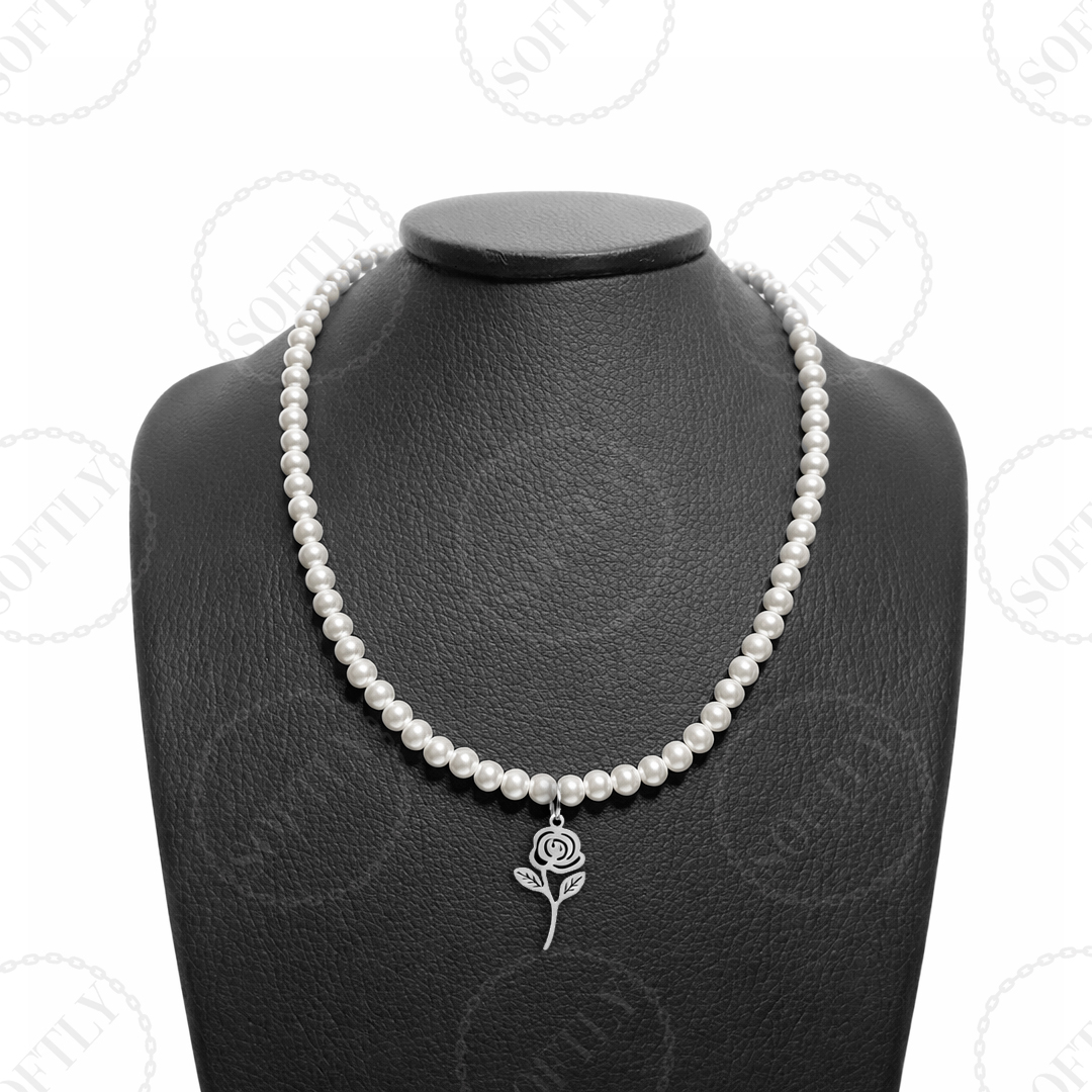 PEARLS & ROSE NECKLACE - Imagen 2
