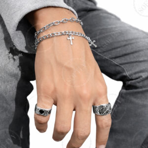 DOUBLE CHAIN & CROSSES BRACELET