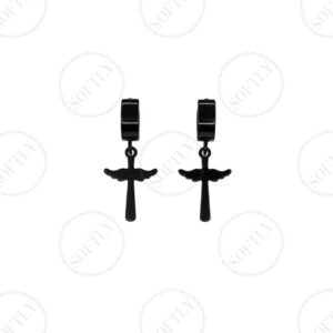 BLACK WINGED CROSS EARRINGS