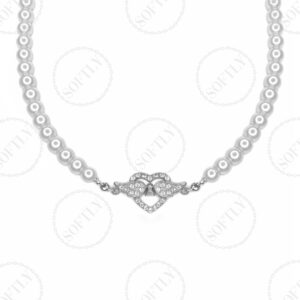 WINGED LOCKED HEART PEARLS NECKLACE
