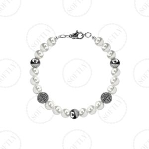 SILVER BALLS & SPIKES PEARLS BRACELET
