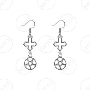 INVERTED CROSS & PENTAGRAM EARRINGS