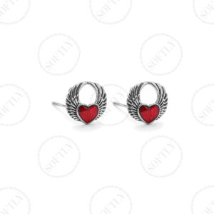 WINGED RED HEART STUDS