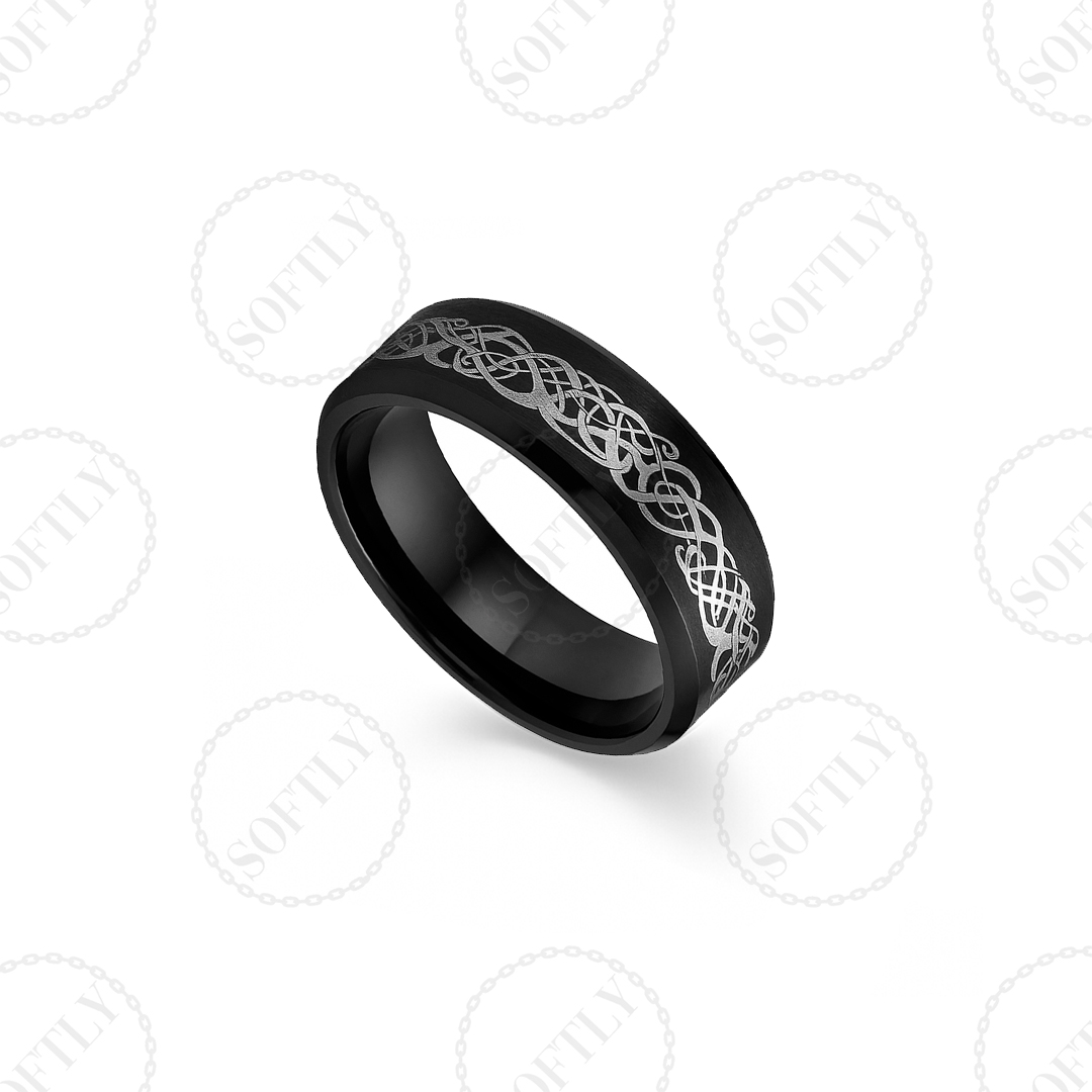 BLACK ARABESQUE RING
