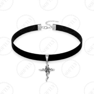 CROSS OF ROSES CHOKER