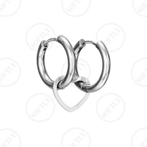 DOUBLE PIERCING WITH HEART (SILVER)