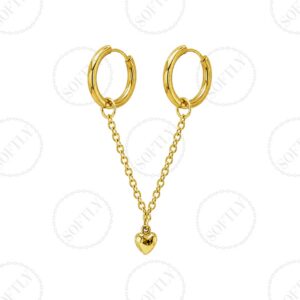 DOUBLE PIERCING WITH CHAIN & HEART